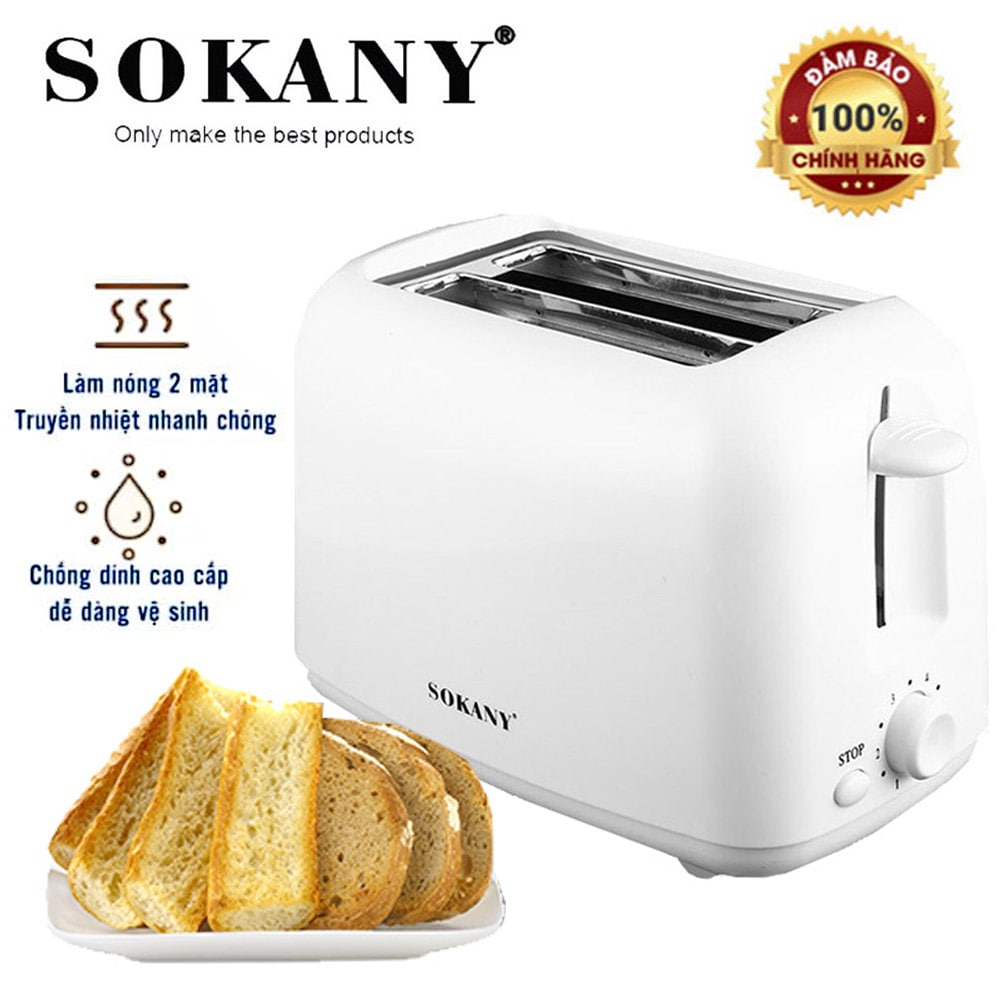 Máy nướng bánh mì,lò nướng bánh mỳ Sokany trắng 700W - 2 tầng siêu nóng giòn - nướng siêu nhanh [BẢO HÀNH 12 THÁNG - 1 ĐỔI 1 TRONG 7 NGÀY ĐẦU]