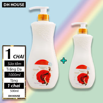 [THƠM LẮM LUÔN ] [ Combo 02 Chai ] Sữa tắm Hoa Hồng 1000ml + Sữa tắm Hoa hồng tươi nhỏ 500 ml kèm bổ xung Vitamin E . (Date : 36 tháng) DHHOUSE