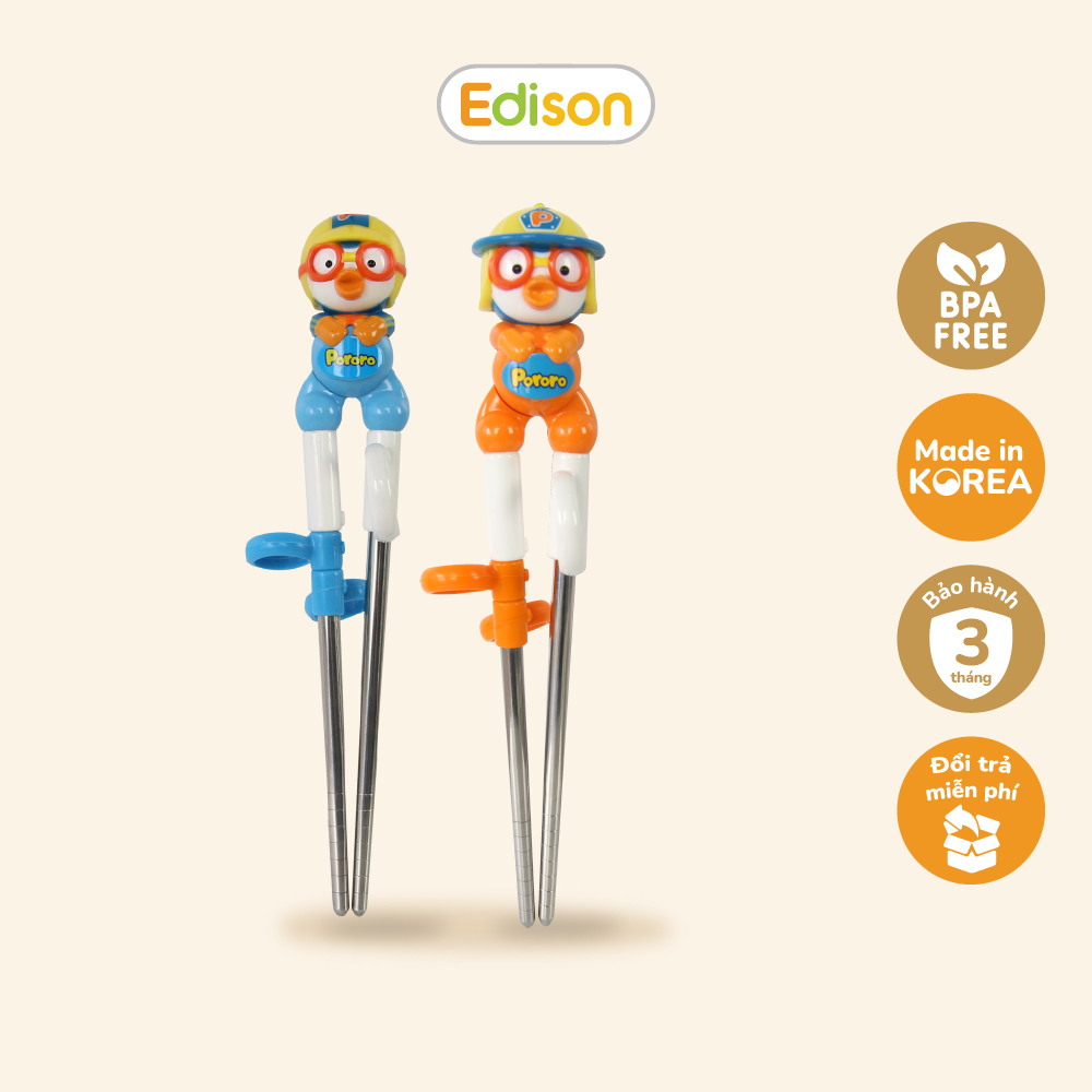Đũa inox tập ăn xỏ ngón Hàn Quốc Edison 9644 (tay phải) - đồ dùng ăn dặm cho bé hàng chính hãng