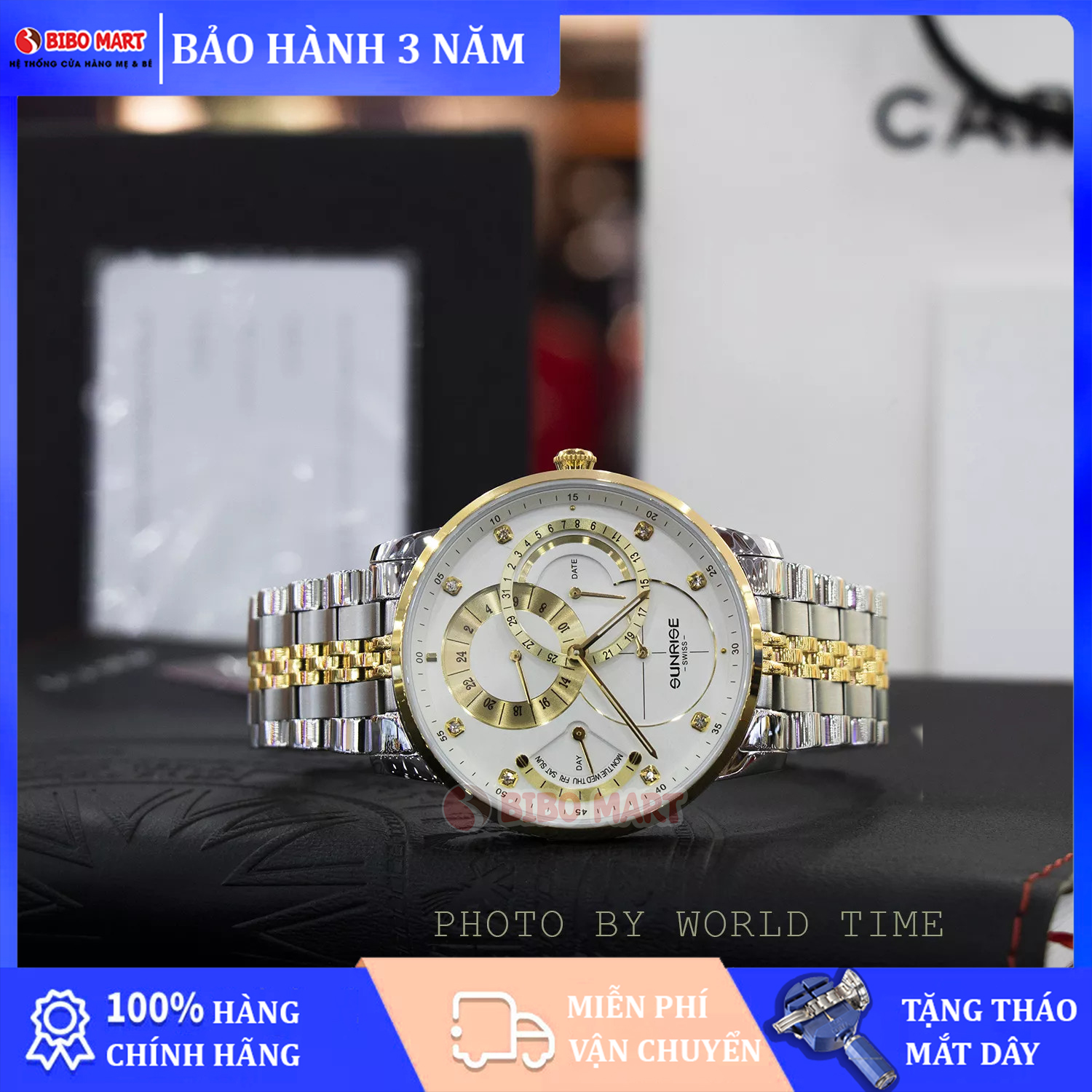 Đồng hồ Nam Sunrise 1146SA Chính Hãng Full Box Cao Cấp, Kính Sapphire Chống Xước , Chống Nước ,Dây Thép Bảo hành 3 Năm Lỗi 1 Đổi 1 Trong 7 ngày