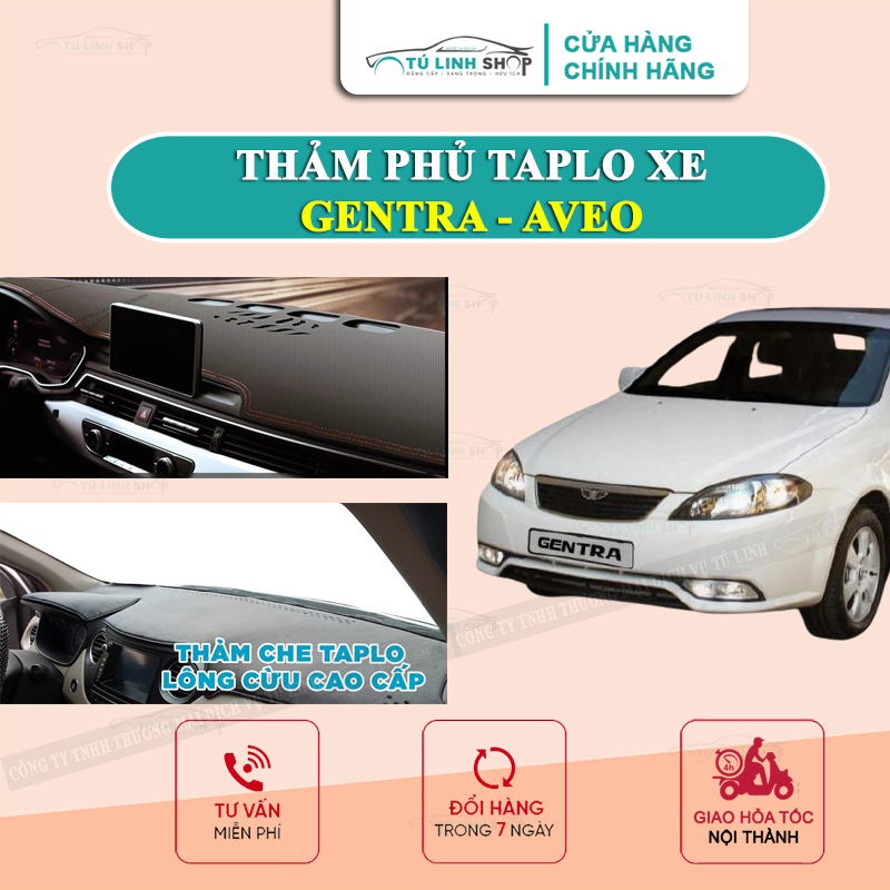 Thảm taplo Gentra- aveo bằng lông Cừu 3 lớp hoặc Da Cacbon