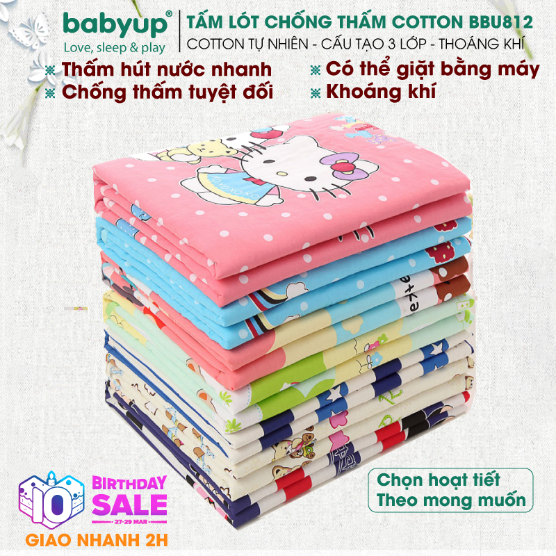Tấm lót chống thấm cho bé cỡ lớn . Lót chống thấm, chống tràn nước tiếu. Tấm lót thay tả cho bé 3 lớp cotton thoáng khí