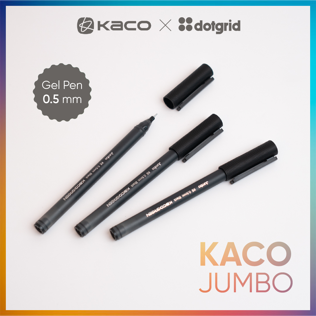 Bộ 3 bút gel Kaco Jumbo mực đen ngòi 0.5mm