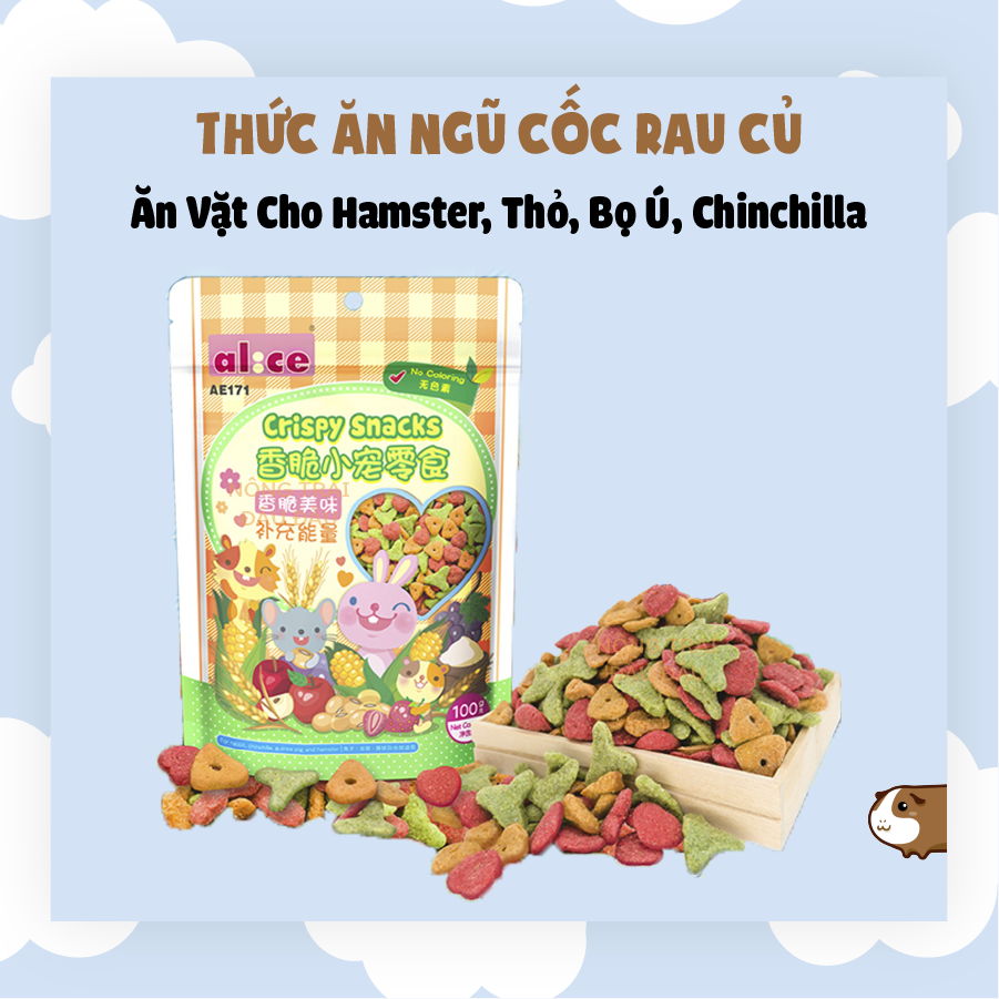 Thức ăn ngũ cốc rau củ cho hamster, thỏ, bọ ú, chinchilla 100gr - ae171