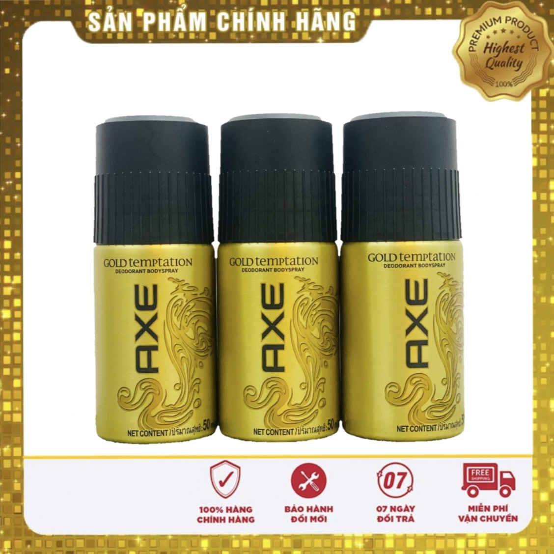 comno 6c, 3c, 2c, 1c Xịt Khử Mùi Toàn Thân Axe Gold 50Ml ( chọn theo số lượng)