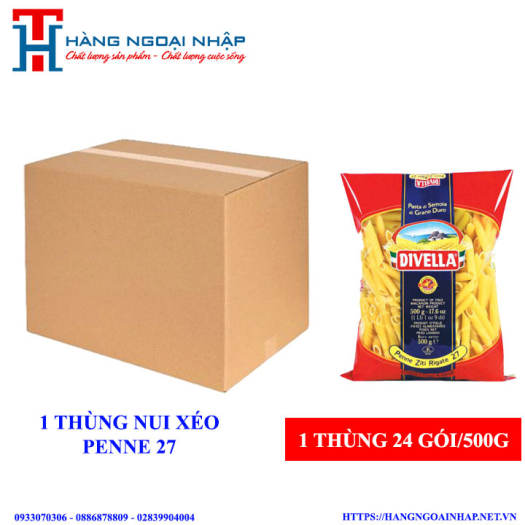 1 THÙNG NUI NUI ỐNG XÉO PENNE ZITI RIGATE 27 DIVELLA 500G
