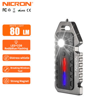 Nicron K10 Đèn Pin Đa Năng USB Đèn Sạc Đèn Làm Việc COB 5 Chế Độ Màu Trắng Đỏ Ánh Sáng Màu Xanh EDC Whistle Đèn Móc Khóa Strong Aluminium Ally Cái Mở Nắp Chai Dùng Cho Gia Đình Ourdoor Đi Bộ Đường Dài Cắm Trại K10