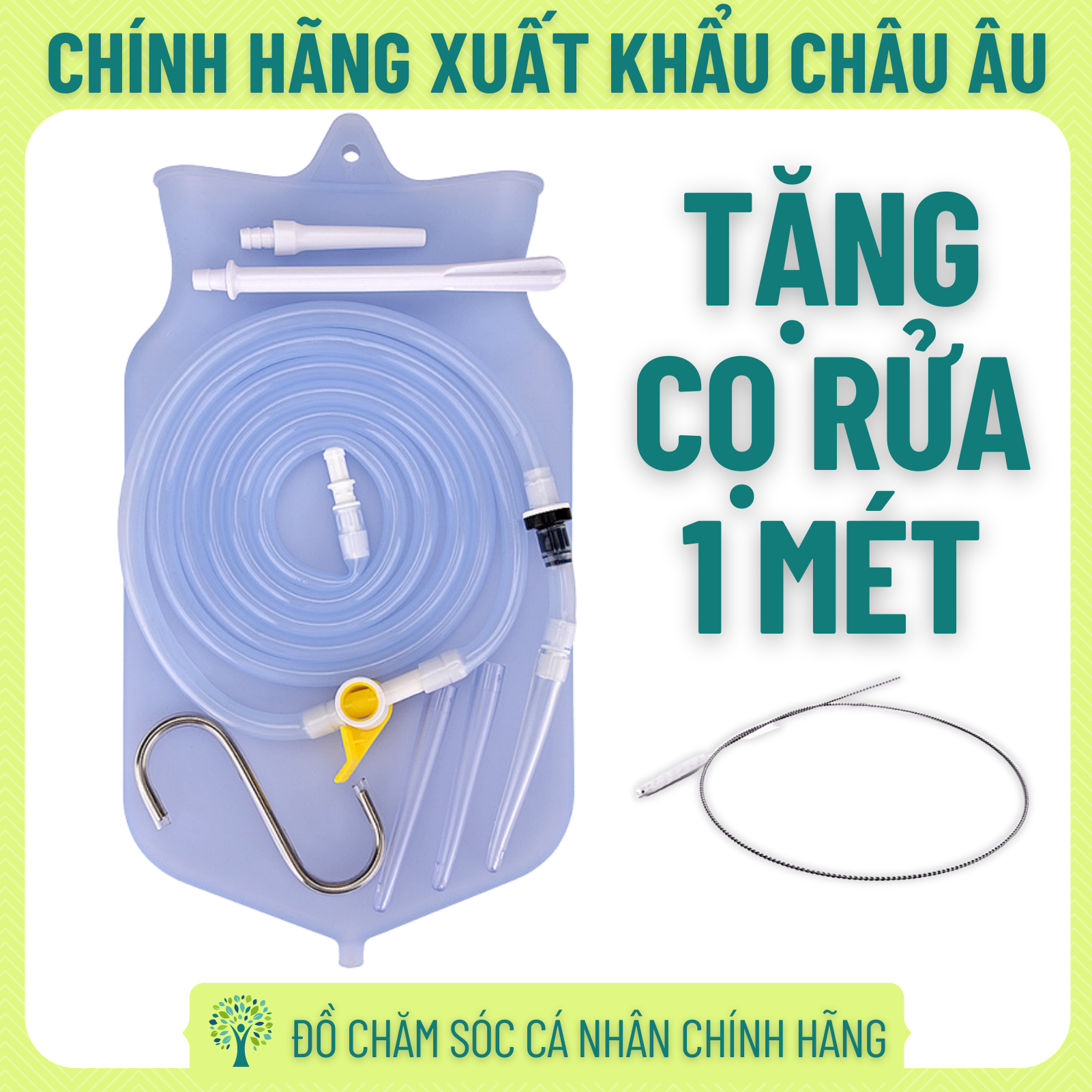Bộ túi + Dụng cụ dây cọ rửa dụng cụ thụt tháo đại tràng thải độc cà phê coffee enema bag kit túi súc ruột silicone 2l