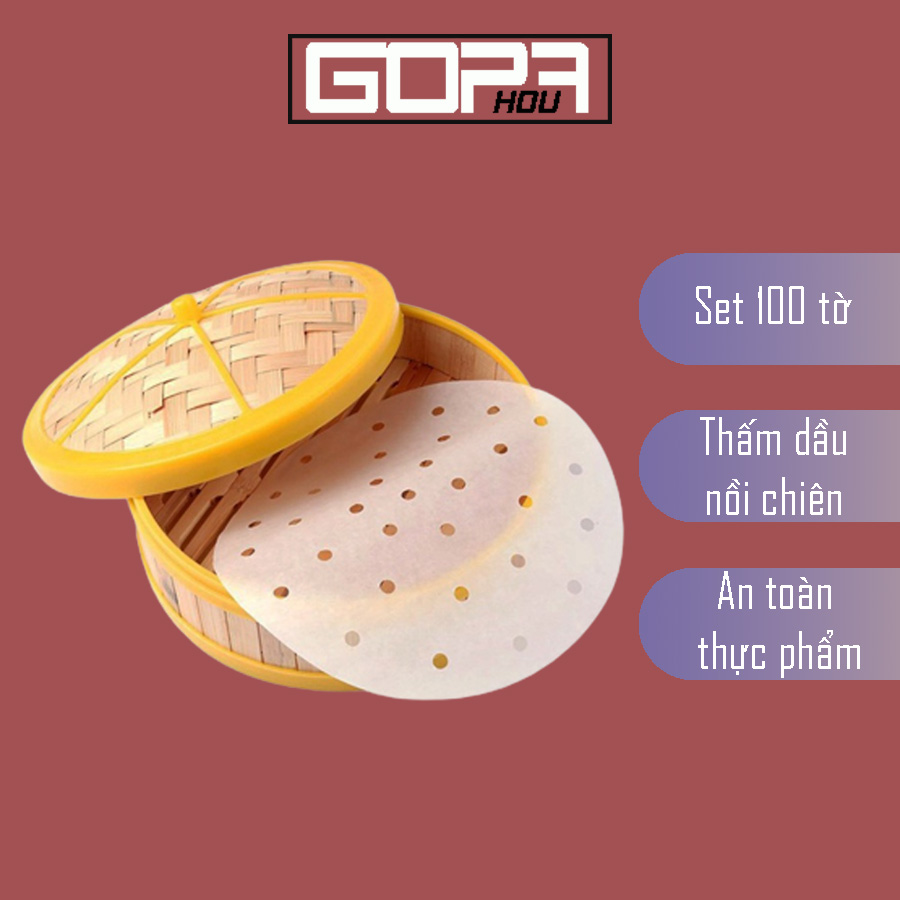 Giấy Nến Lót Nồi Chiên Không Dầu Tệp 100 Tờ Đường Kính 20cm Dùng Lót Làm Bánh, Nướng Bánh Chống Dính