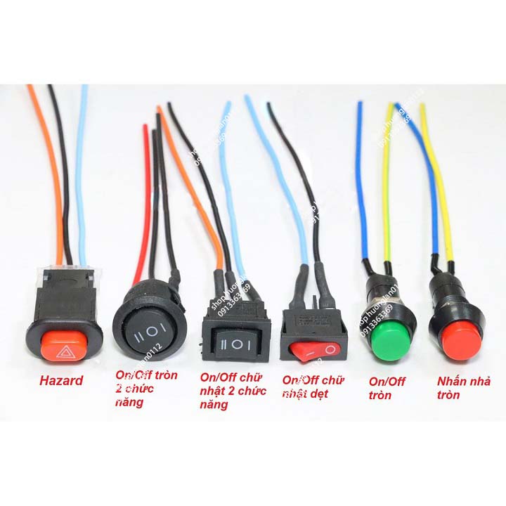 Công tắc gắn xe máy 6 loại on/off - nhấn nhả - hazard giá 1 chiếc