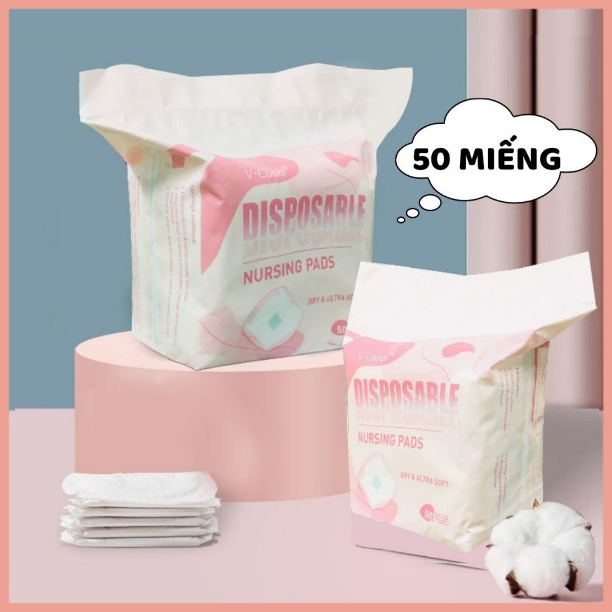Bịch 50 miếng lót thấm sữa vcool cao cấp an toàn và tiện dụng cho mẹ và bé zimbababy