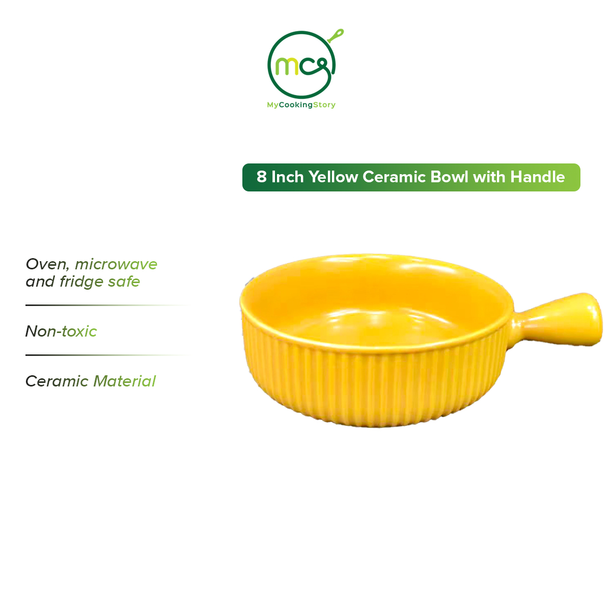 Gambar My Cooking Story   8 Inch Yellow Ceramic Bowl with Handle
