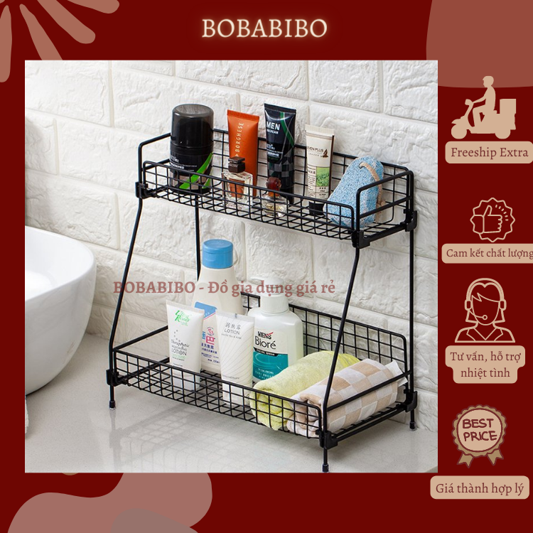 Kệ inox 2 tầng, kệ nhà bếp 2 tầng inox không rỉ, kệ để gia vị 2 tầng inox chịu lực bobabibo