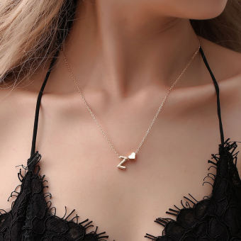 Dây Chuyền Mặt Chữ Cái 26 Trái Tim Nhỏ Đơn Giản Thời Trang Cho Nam Nữ Vòng Cổ Choker Bảng Chữ Cái Kim Loại Màu Bạc Vàng Quà Tặng Trang Sức Tên Dây Chuyền