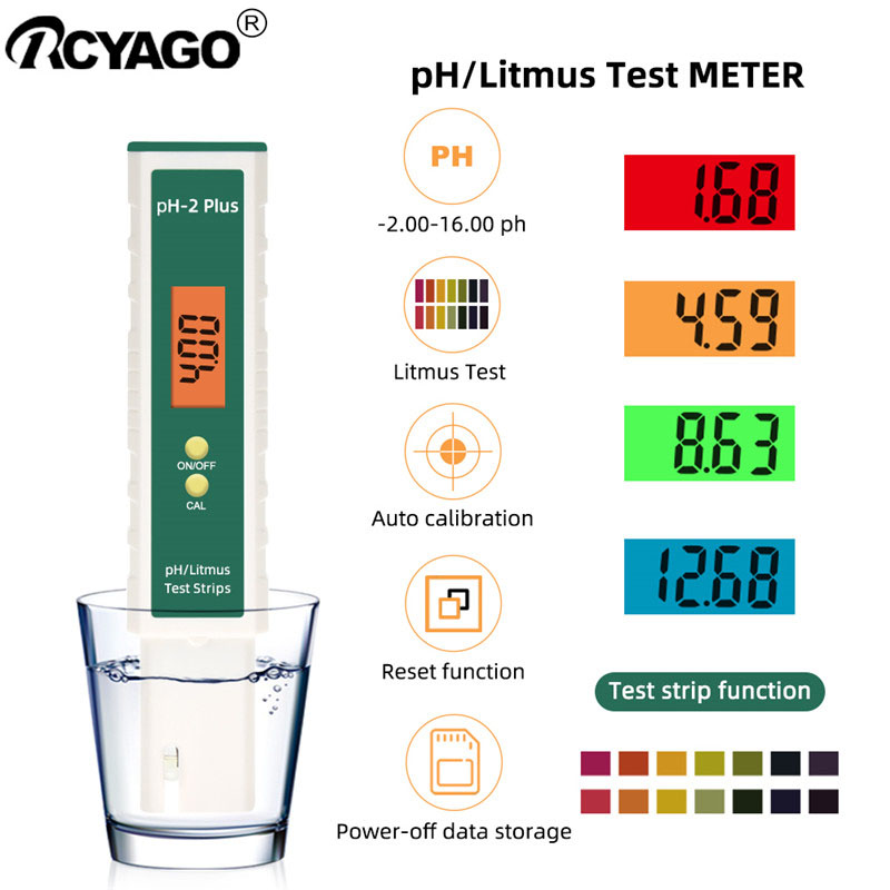 Rcyago kỹ thuật số PH Máy kiểm tra chất lượng nước metermeasuring cụ PH litmus Tester xách tay LCD cho uống nước hồ bơi hồ cá