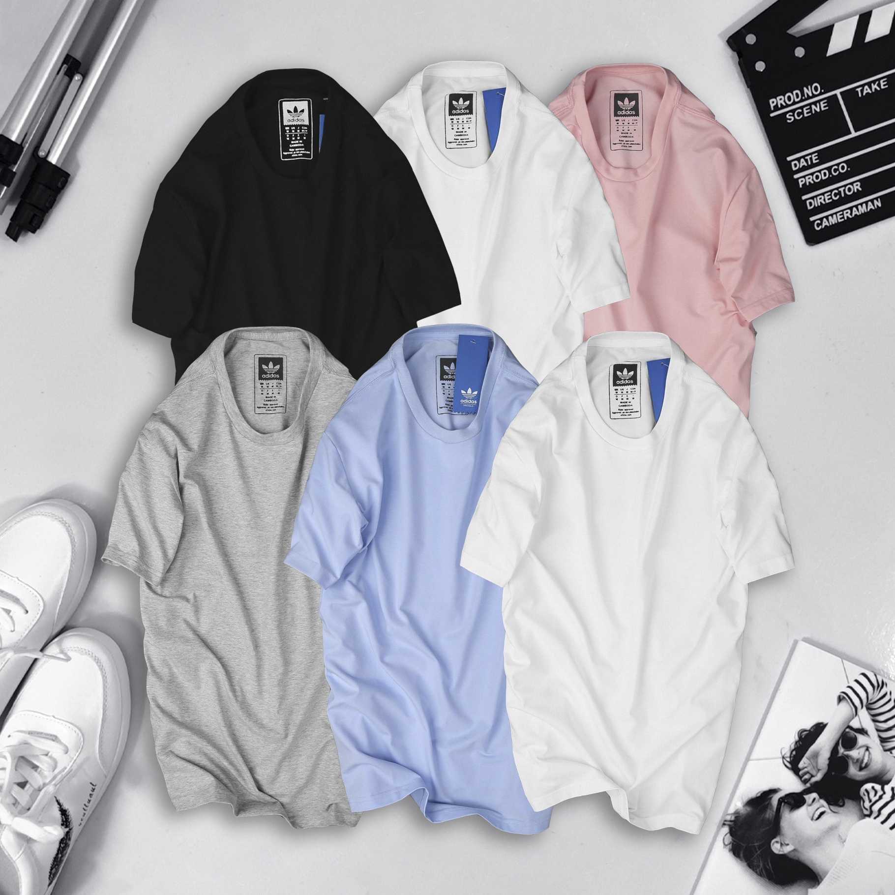 Áo Thun Nam Nữ Trơn Cổ Tròn Adidas vải Cotton co giãn dày dặn phông trơn basic tay ngắn nhiều màu