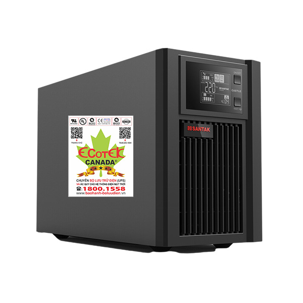 UPS SANTAK TRUEONLINE 1KVA MODEL C1KS LCD (Chưa bao gồm ắc quy )- Hàng chính hãng - Dùng cho máy chủ, mạng, thiết bị an ninh, giám sát và thiết bị Y tế xét nghiệm. Bảo hành 3 năm tại nơi đặt máy, sản phẩm d9ac bảo hiểm 2 triệu USD