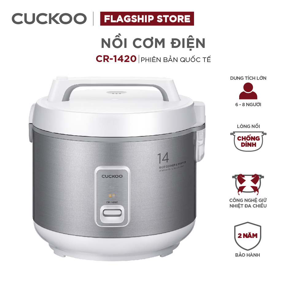 Nồi cơm điện Cuckoo 2,5 lít CR-1420 - Lòng nồi chống dính, thích hợp cho gia đình lớn và bếp ăn - Hàng chính hãng