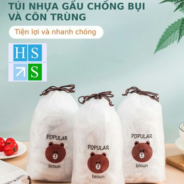 Túi 100 Màng bọc thực phẩm -nhựa PE trong suốt an toàn vệ sinh bọc nilong bảo quản trái cây có chun co giãn - HS Shop