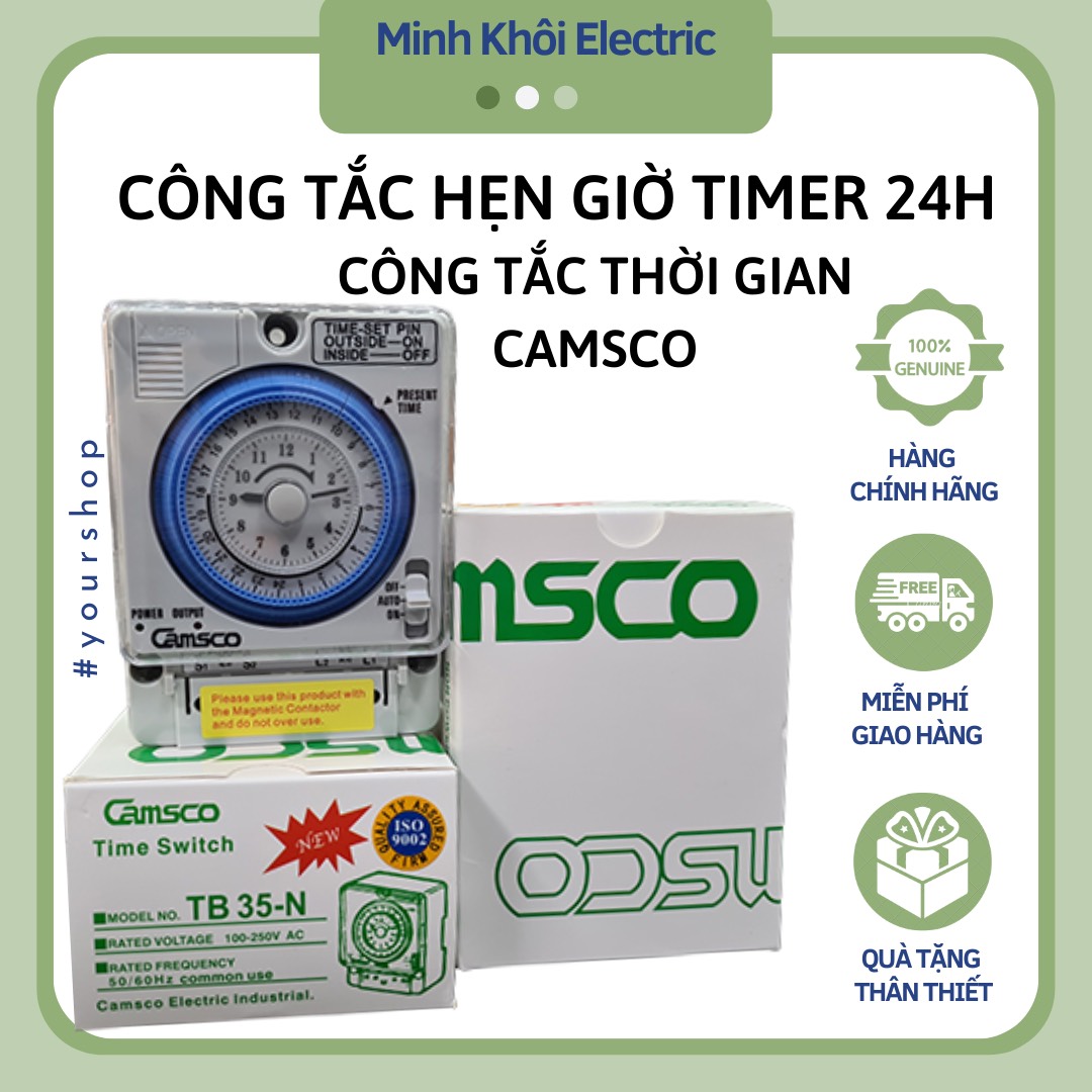 công tắc hẹn giờ cơ rơle timer 24h camsco TB35Ncông tắc thời gianbộ hẹn giờđồng hồ hẹn giờ cơthiết b