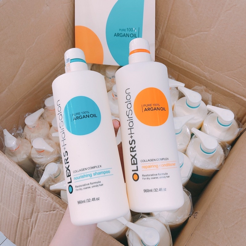 Dầu gội xả olexrs hair salon, bộ gội xả tinh chất argan oil mềm mượt và ngăn rụng tóc 500ml - 960ml