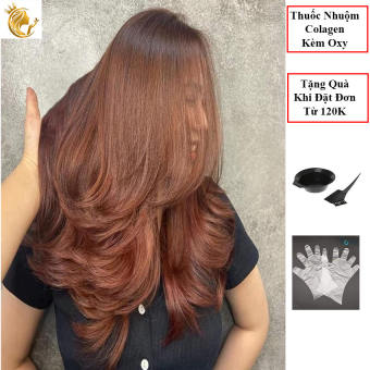 Thuốc Nhuộm Tóc Collagen Màu Vàng Đồng Kèm Oxy