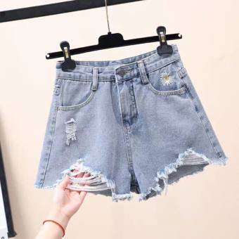 QUẦN SHORT JEAN NỮ MÀU XANH THÊU HOA CÚC CHẤT BÒ MẪU MỚI THỎ TÂY SHOP94 MS212