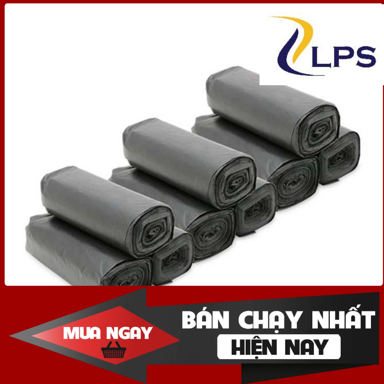 Combo 9 cuộn túi đựng rác màu đen tùy chọn size phù hợp cho phòng bếp, gia đình, công ty