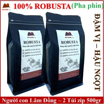 1kg Cà phê Robusta (tỉ lệ hái chín> 98%) rang mộc mức nhat ( LIGHT BROWN ) MYANH Coffee