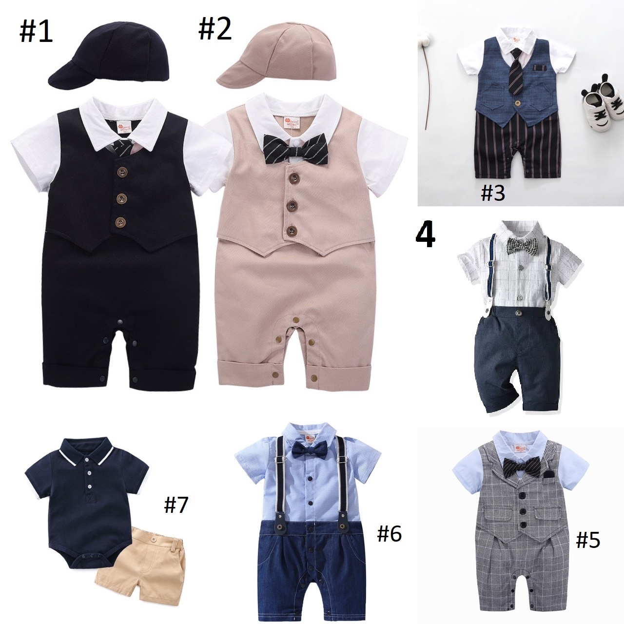 (Video)Body công tử giả vest ngắn tay hè 2021 body bé trai bodysuit cho bé cao cấp
