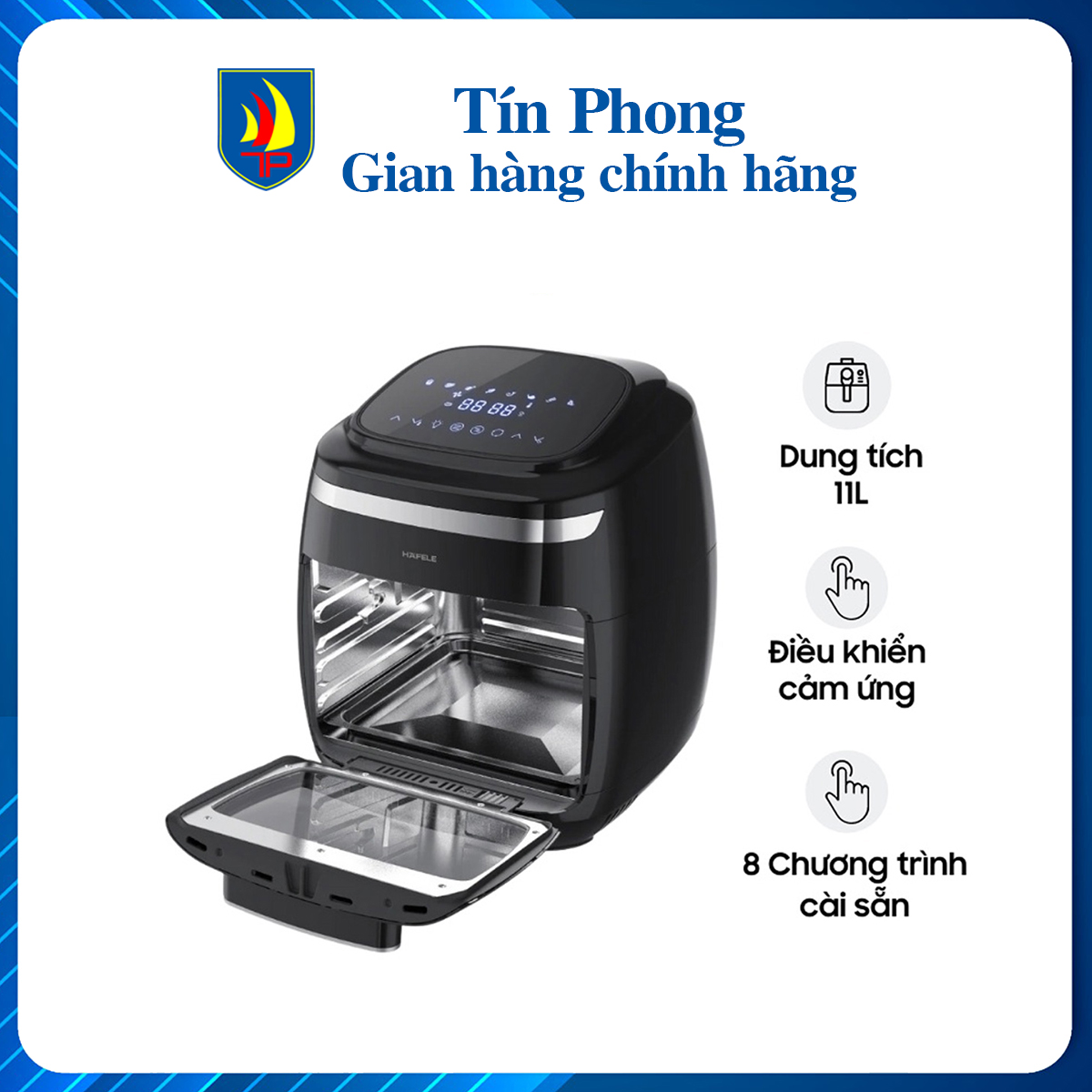 [GIAO 2H]Nồi chiên, nồi chiên không dầu Hafele AF-602A/ 535.43.711 - cảm ứng, công suất 2000W, 8 chương trình cài đặt sẵn, sấy hoa quả - Hàng chính hãng, bảo hành 1 năm