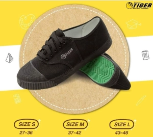 สินค้า New! รองเท้านักเรียน รองเท้าผ้าใบ Chappy Tiger สีดำ รองเท้าผ้าใบนักเรียนชาย
