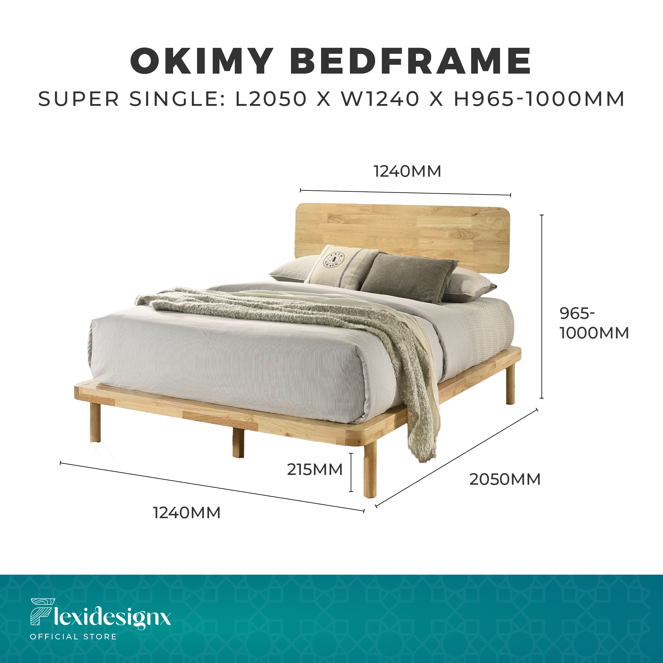 Solid Wood Bed Single / Super Single / Queen / King Size Wooden Bed Frame / Muji Feel Bed Frame Flexidesignx OKIMY · v2