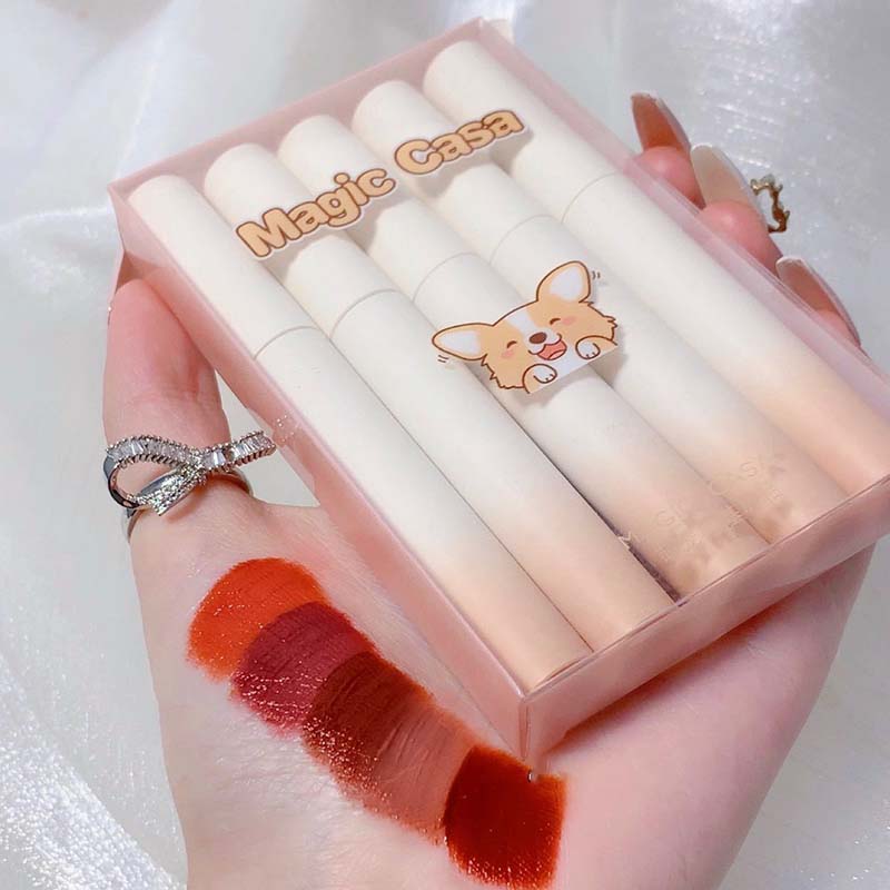 BEAUTYBIGBANG bộ 5 Trong 1 Magic Casa Cute Corgi Mới Son Lì Bảo Vệ Màu Lâu Trôi Đủ Màu