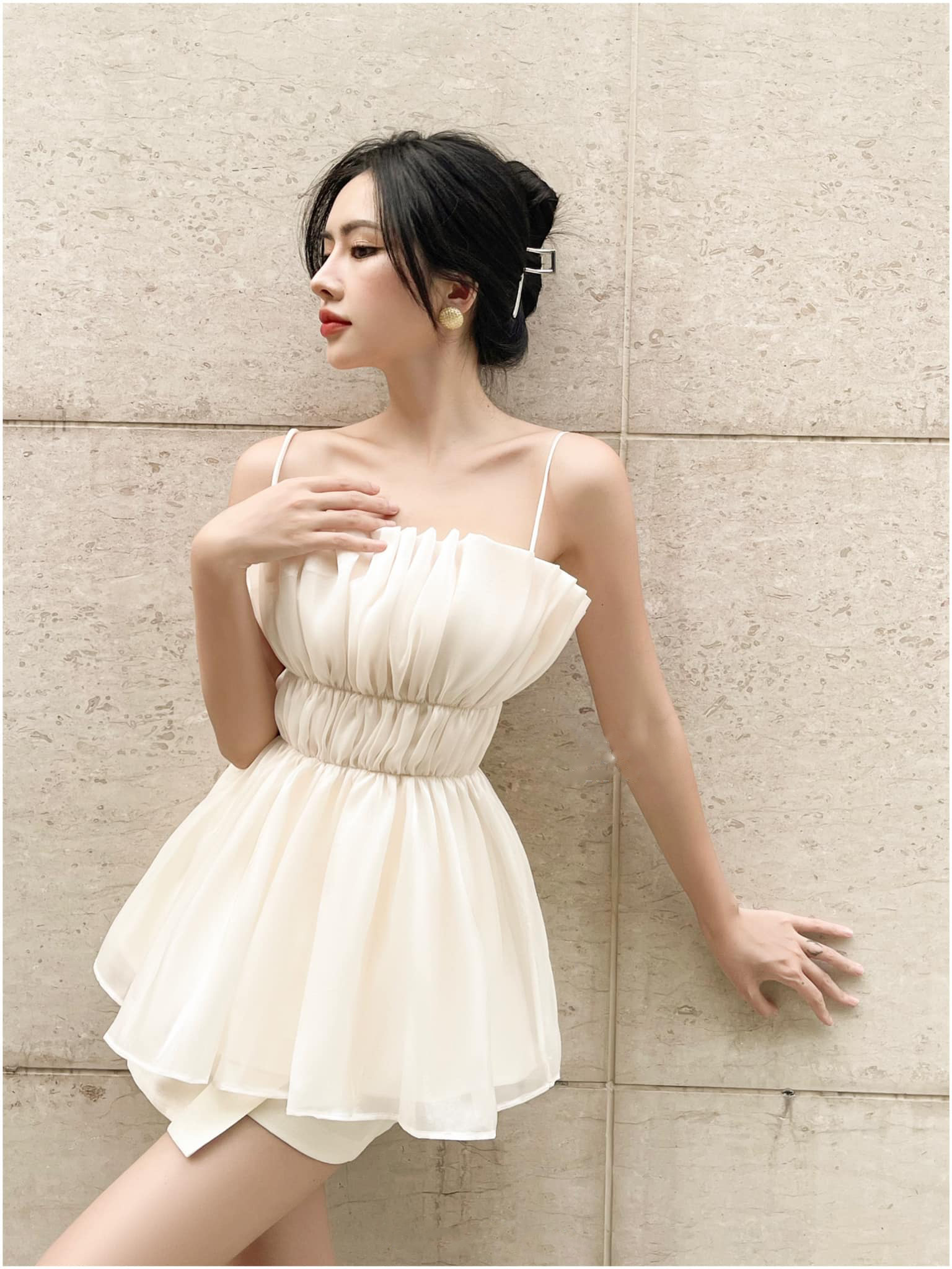 Áo hai dây nữ-Áo kiểu dự tiệc nữ-Áo hai dây dự tiệc- Áo kiểu hai dây nữ-Organza top
