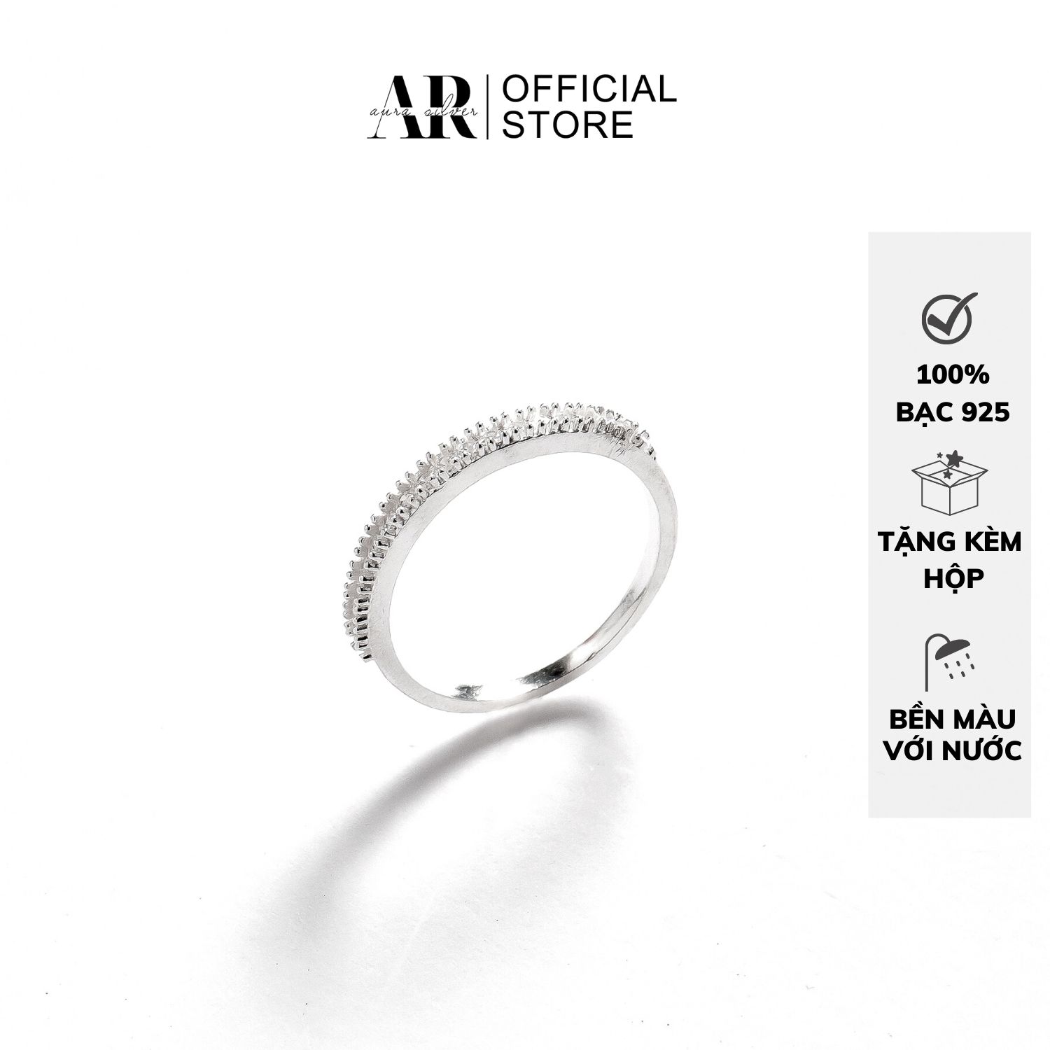 Nhẫn nữ một hàng đá - Bạc ta AURASILVER-N08