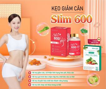 kèm detox - Kẹo giảm cân Slim 600 giúp thải mở, eo thon giữ giáng hộp 30v