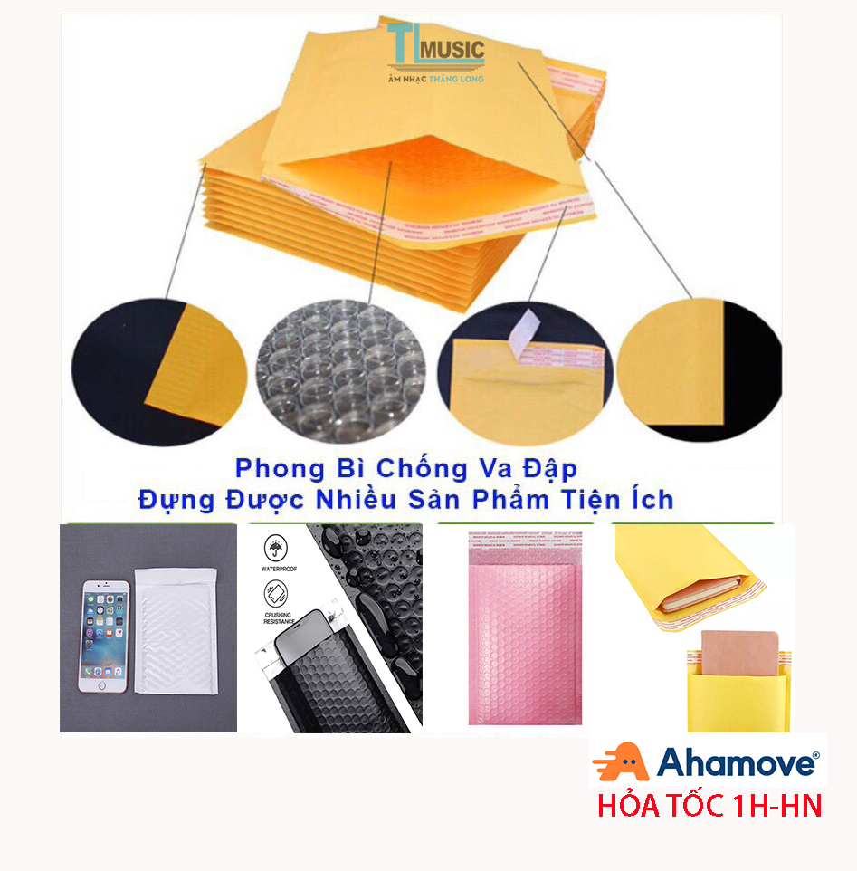 Combo 50-20-10 Túi bóng khí Kraft vàng gói hàng chống sốc, bảo vệ sản phẩm, đóng hàng nhanh chóng