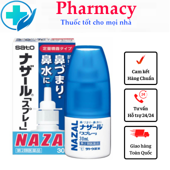 Xịt mũi Nazal Nhật Bản 30ml - Xịt mũi Sato- Xịt Ngạt Mũi, Sổ Mũi, Xoang
