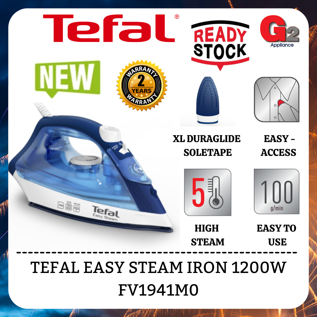 Tefal (Ready Stock) Easy Steam Iron 1200W FV1941M0 - Tefal Warranty Malaysia