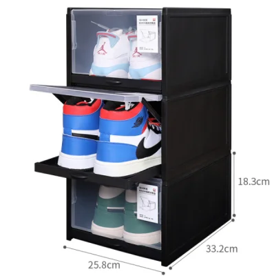 (Bundle of 3) Pullout Shoe Box / Storage Drawer Rack Organiser Stackable Cabinet Sturdy Hard Plastic (1)
