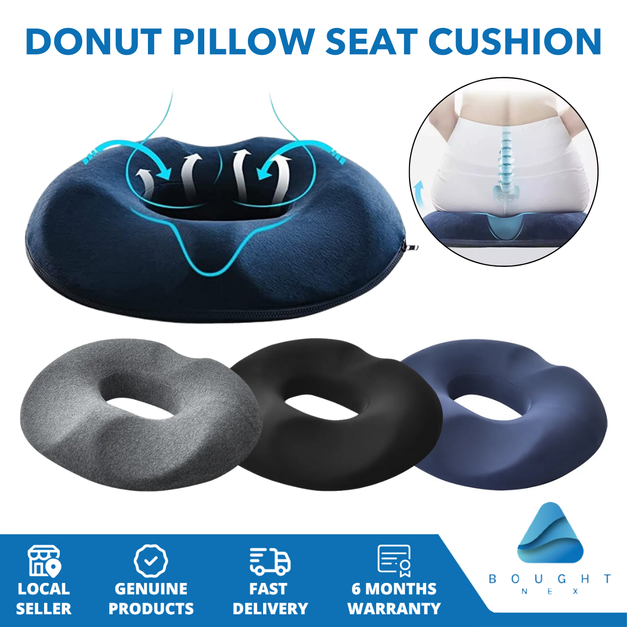 MEDPRO™ Memory Foam Donut Ring Seat Cushion For Pain Relief / Haemorrhoid 