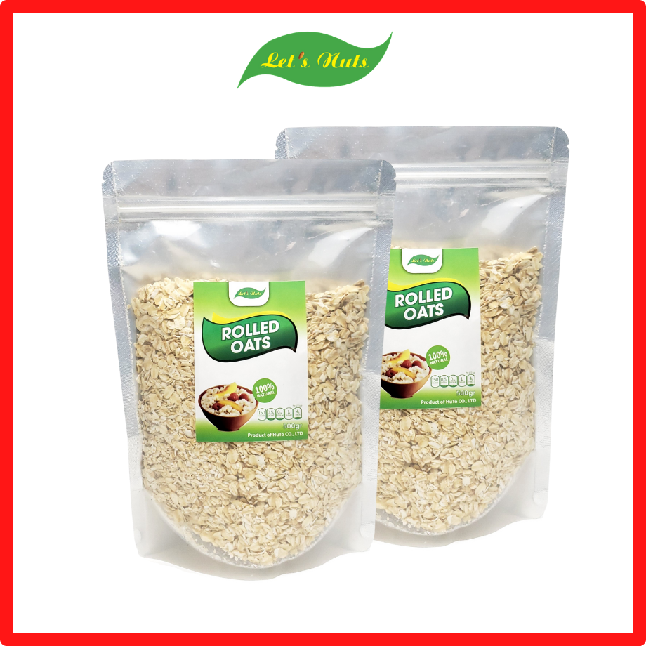 HCM2 gói hạt yến mạch cán mỏng Lets Nuts túi 500g làm ngũ cốc giảm cân bột