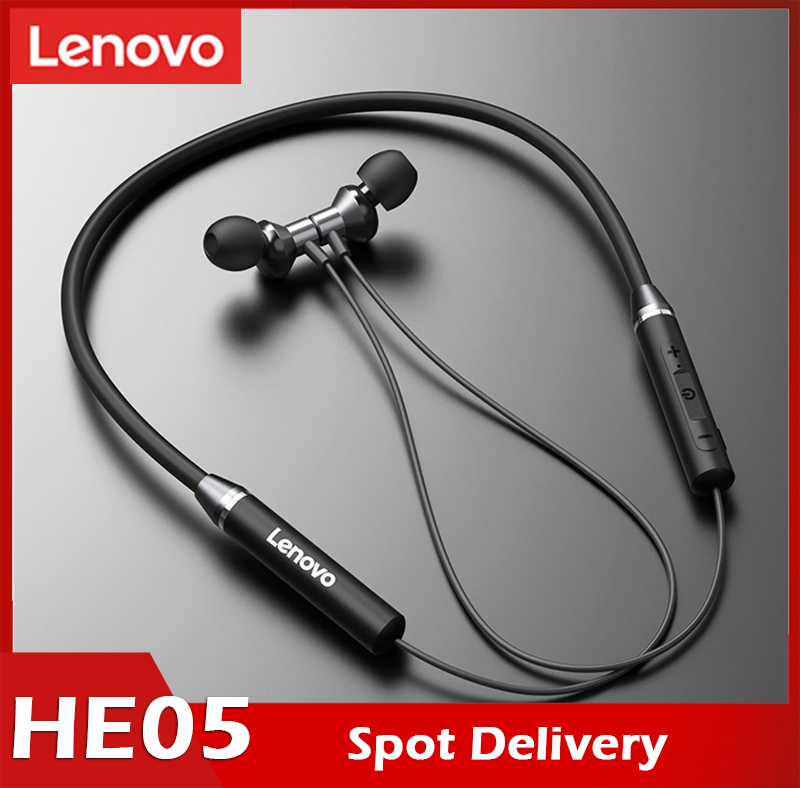 Lenovo HE05 Bluetooth 5.0 Tai Nghe Vòng Đeo Cổ Âm Thanh Nổi Không Dây Từ Tính Thể Thao Tai Nghe Thể Thao Chạy IPX5 Tai Nghe Chống Nước