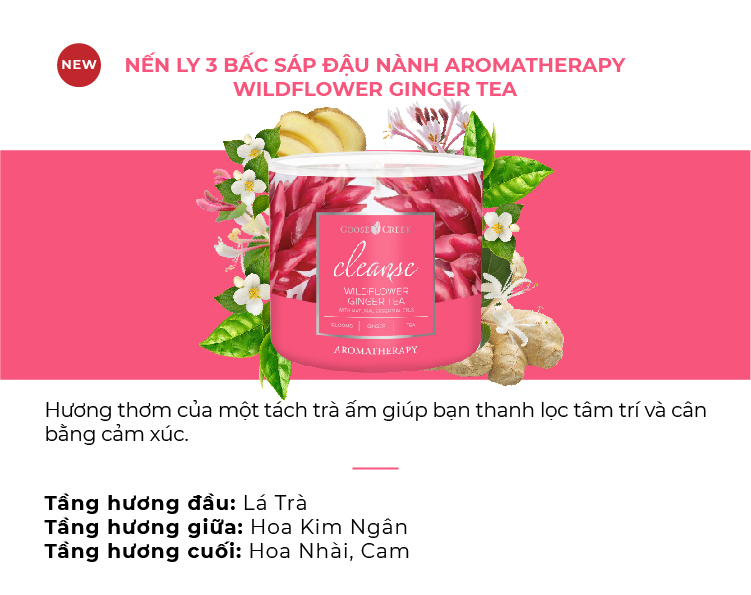 Nến 3 Bấc Sáp Đậu Nành Goose Creek Aromatherapy 411g từ Yankee Candle (nhiều mùi)