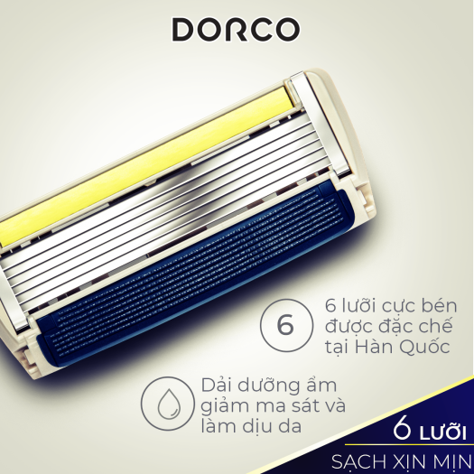 Vỉ 04 Đầu Cạo Râu 6 Lưỡi Dorco Pace 6 Plus SXA 5040-4B (6 Lưỡi + Đầu Cắt Tóc Mai)