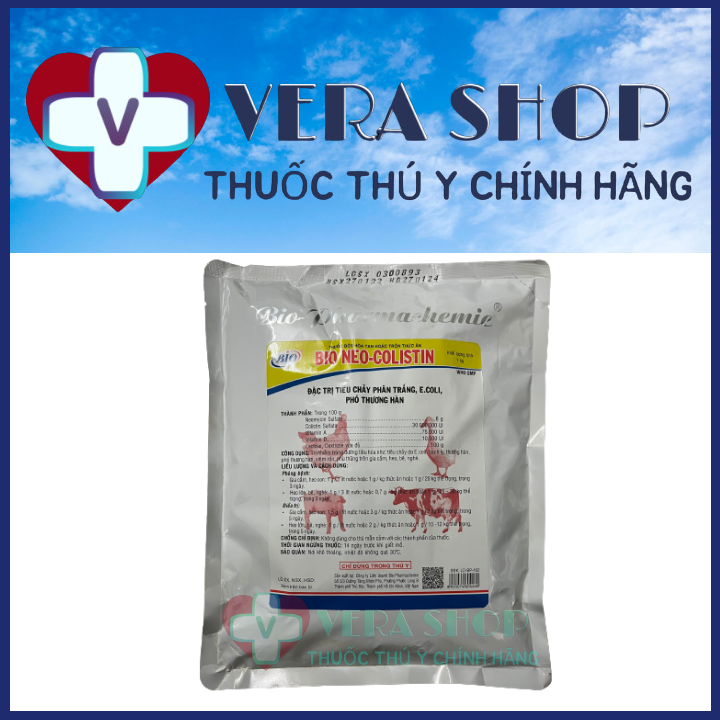 BIO NEO COLISTIN 1KG - Thuốc trị tiêu chảy phân trắng Ecoli phó thương hàn trên gia cầm heo bê nghé 