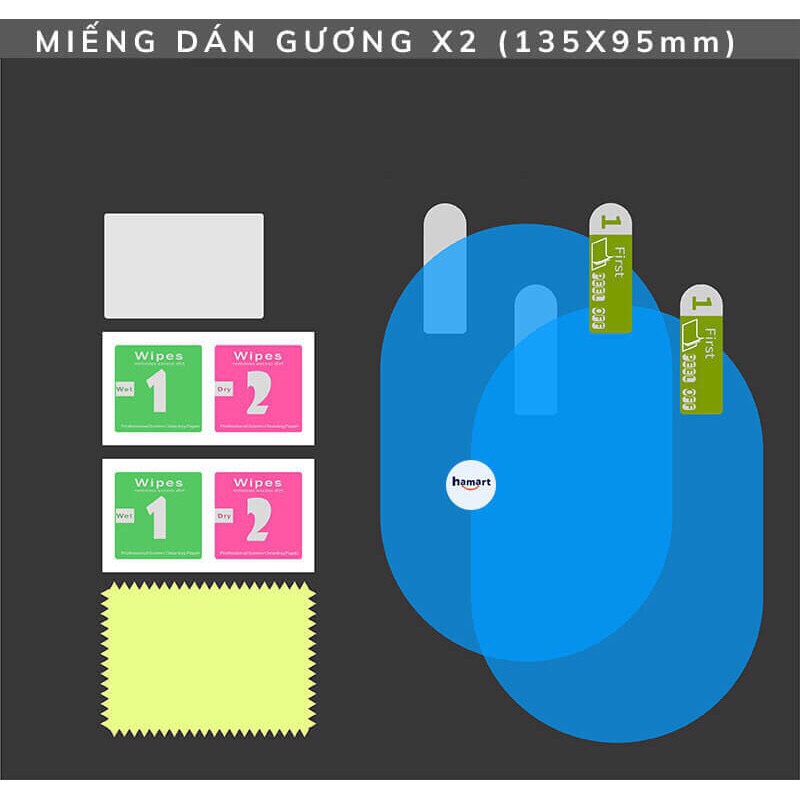 Miếng dán kính chống bám nước ô tô, combo miếng dán gương xe hơi, dán kính chống nước