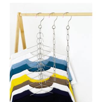 Móc Treo Quần Áo Thông Minh Dây Xích Inox 10 Lỗ Treo Móc Quần Áo