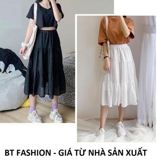 Chân váy ngắn 2 tầng xếp ly bồng bềnh ulzzang hai màu đen, trắng, chân váy  ngắn 2 lớp vải voan CV04 | Shopee Việt Nam